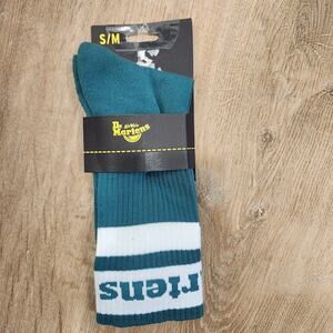 NEW Dr. Martens AirWair Athletic Logo Teal Green + White Crew Socks S/M (3-8)
